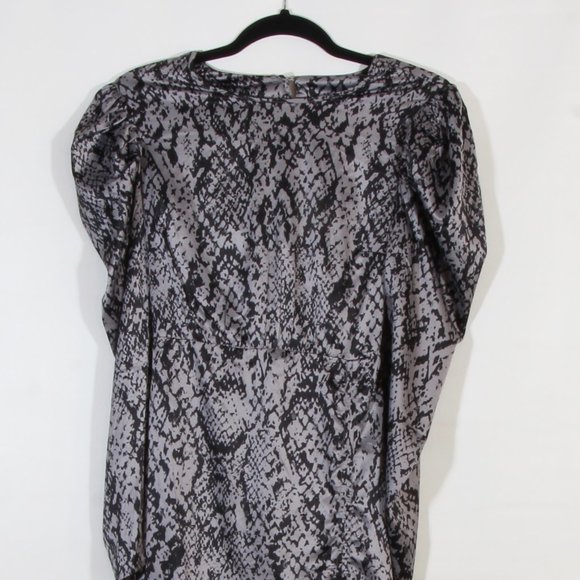 Forever 21 Snakeskin Black Gray Reptile Print Asymmetrical Maxi Dress Size Small - Picture 3 of 11